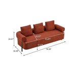 Canapé moderne 3 places orange de 78 pouces avec coussins moelleux, pour salon ou chambre à coucher
