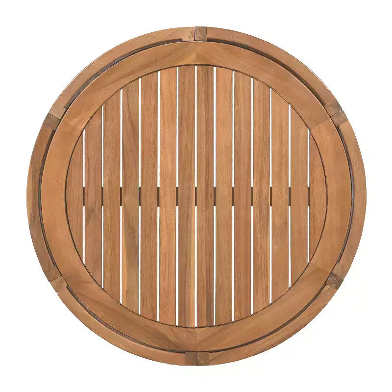 Table basse d'extérieur 70 cm en bois d'acacia avec accents en corde tressée, style bohème, pour patio