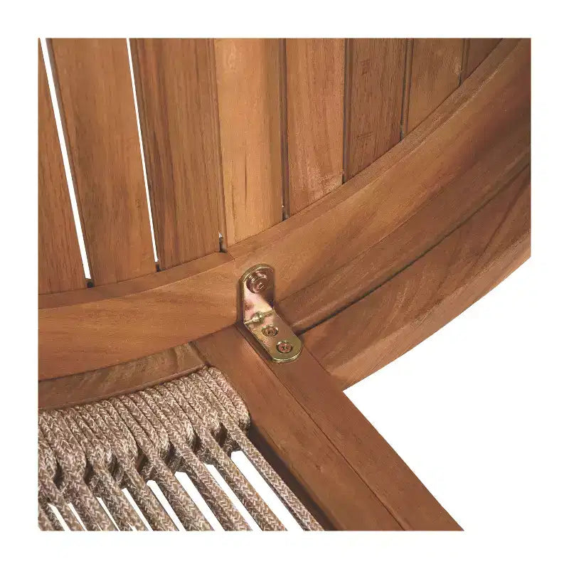 Table basse d'extérieur 70 cm en bois d'acacia avec accents en corde tressée, style bohème, pour patio