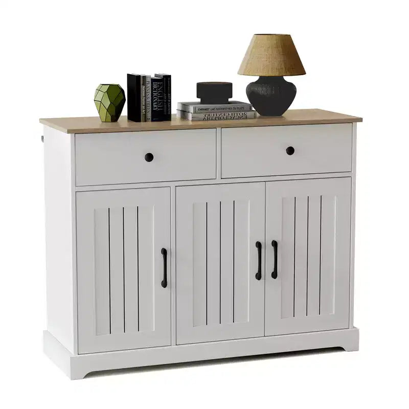 Meuble de Rangement de Cuisine CuisinSmart, Buffet 42" avec Tiroirs, Meuble Bar à Café de Style Ferme Moderne, pour Salon et Salle à Manger