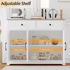 Meuble de Rangement de Cuisine CuisinSmart, Buffet 42" avec Tiroirs, Meuble Bar à Café de Style Ferme Moderne, pour Salon et Salle à Manger