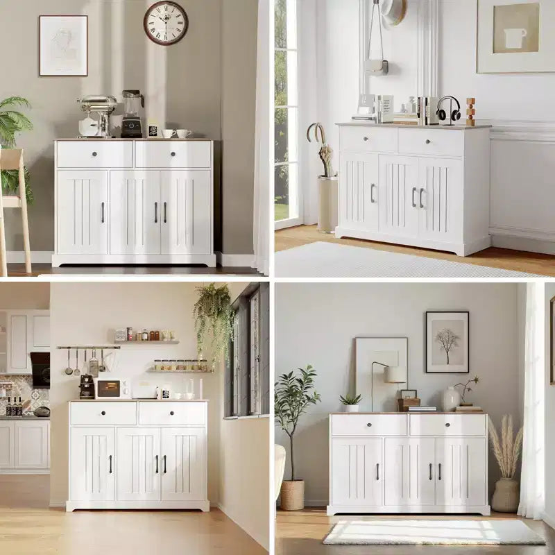 Meuble de Rangement de Cuisine CuisinSmart, Buffet 42" avec Tiroirs, Meuble Bar à Café de Style Ferme Moderne, pour Salon et Salle à Manger