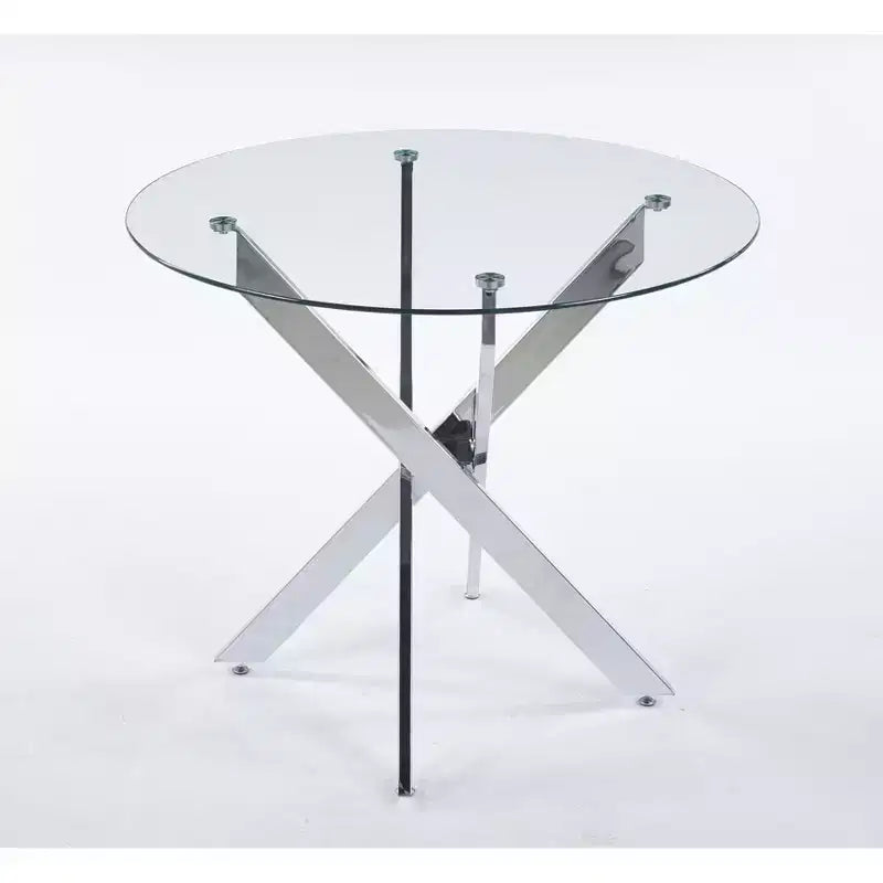Ensemble de salle à manger 5 pièces style Mid-Century avec plateau en verre et pieds en métal pour 4 à 6 personnes, fait aussi office de table basse