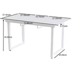 Table à manger carrée extensible avec pied en métal et plateau en MDF, design moderne et compact pour cuisine ou salon
