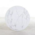 42.1-inch Mid-Century Dining Table with Round MDF Table Top and Cross Leg, White Marble Color, for 4-6 People