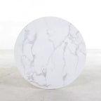 42.1-inch Mid-Century Dining Table with Round MDF Table Top and Cross Leg, White Marble Color, for 4-6 People