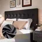 Cadre de lit plateforme King Size rembourré avec 4 tiroirs de rangement - Tête de lit capitonnée réglable - Lattes en bois robustes, Noir