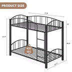 Lit superposé double en métal robuste - Cadre en acier solide et barrière de protection arquée - Échelle de sécurité, gain de place, mobilier de chambre moderne