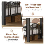 Lit superposé double en métal robuste - Cadre en acier solide et barrière de protection arquée - Échelle de sécurité, gain de place, mobilier de chambre moderne