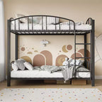 Lit superposé double en métal robuste - Cadre en acier solide et barrière de protection arquée - Échelle de sécurité, gain de place, mobilier de chambre moderne
