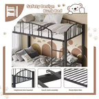 Lit superposé double en métal robuste - Cadre en acier solide et barrière de protection arquée - Échelle de sécurité, gain de place, mobilier de chambre moderne