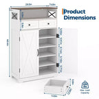 Meuble à chaussures COZONY avec portes et 2 tiroirs, étagères réglables, organisateur de rangement pour entrée, couloir, salon