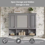 Meuble-lavabo GDFStudio Dominic 35 avec miroir mural et 3 étagères ouvertes