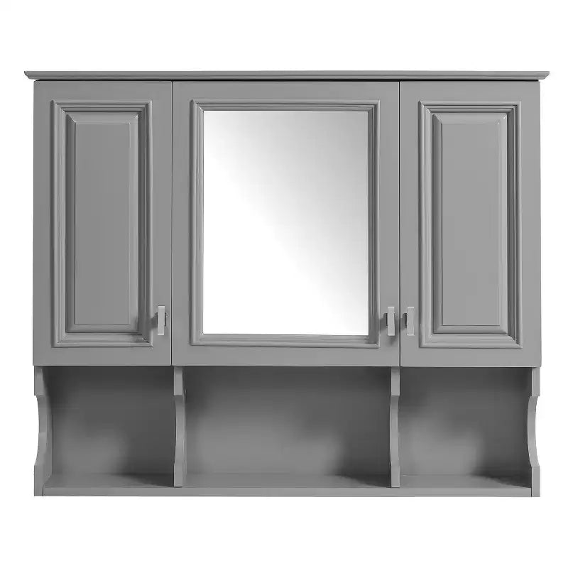 Meuble-lavabo GDFStudio Dominic 35 avec miroir mural et 3 étagères ouvertes