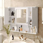 Meuble-lavabo GDFStudio Dominic 35 avec miroir mural et 3 étagères ouvertes