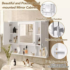 Meuble-lavabo GDFStudio Dominic 35 avec miroir mural et 3 étagères ouvertes