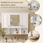 Meuble-lavabo GDFStudio Dominic 35 avec miroir mural et 3 étagères ouvertes