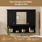 Meuble-lavabo GDFStudio Dominic 35 avec miroir mural et 3 étagères ouvertes