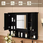 Meuble-lavabo GDFStudio Dominic 35 avec miroir mural et 3 étagères ouvertes