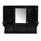Meuble-lavabo GDFStudio Dominic 35 avec miroir mural et 3 étagères ouvertes