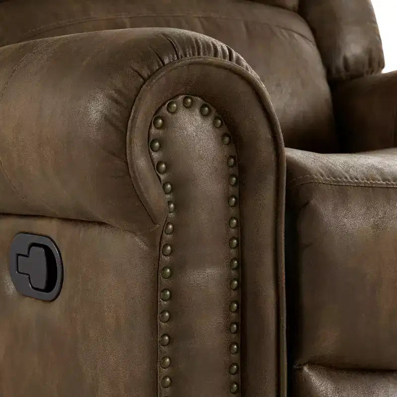 Fauteuil inclinable pivotant et coulissant en microfibre à têtes de clou Wayne - iNSPIRE Q