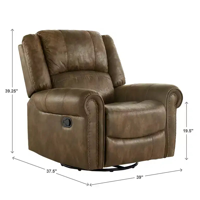 Fauteuil inclinable pivotant et coulissant en microfibre à têtes de clou Wayne - iNSPIRE Q