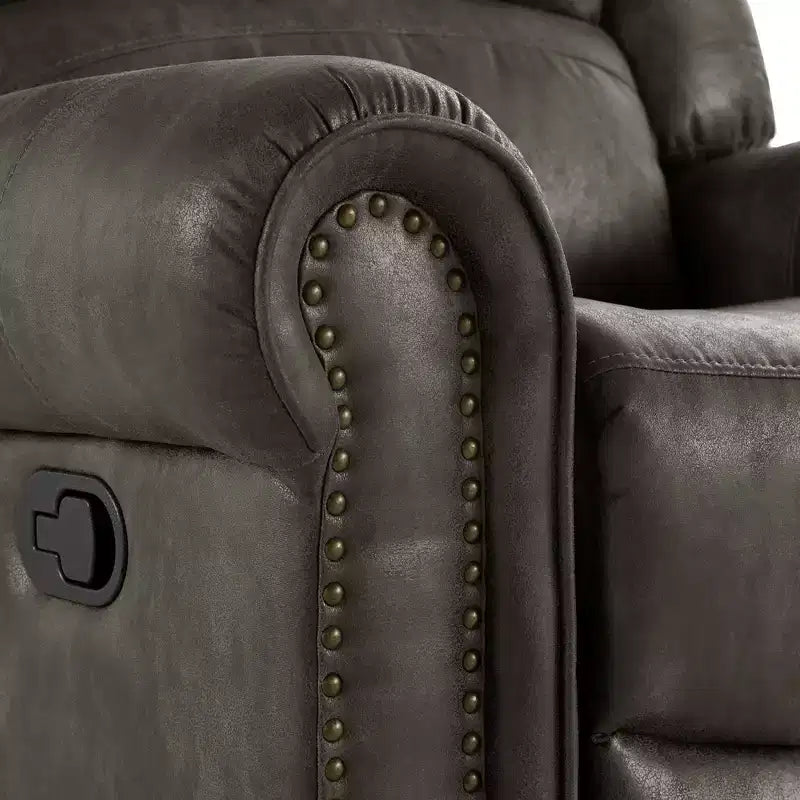 Fauteuil inclinable pivotant et coulissant en microfibre à têtes de clou Wayne - iNSPIRE Q