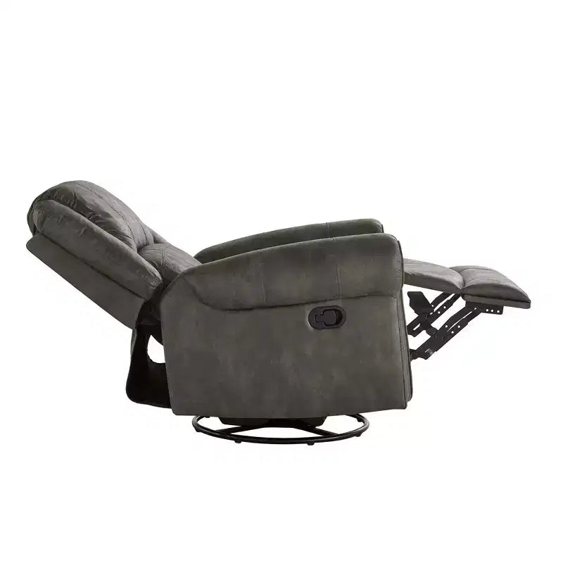 Fauteuil inclinable pivotant et coulissant en microfibre à têtes de clou Wayne - iNSPIRE Q