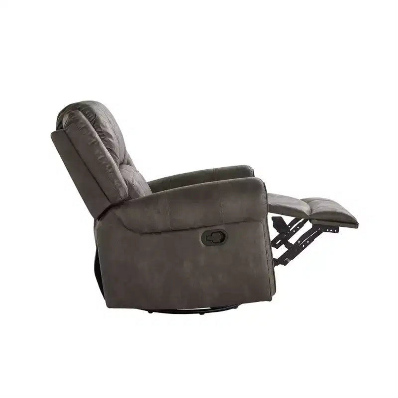 Fauteuil inclinable pivotant et coulissant en microfibre à têtes de clou Wayne - iNSPIRE Q