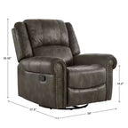 Fauteuil inclinable pivotant et coulissant en microfibre à têtes de clou Wayne - iNSPIRE Q