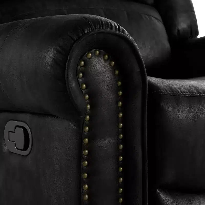 Fauteuil inclinable pivotant et coulissant en microfibre à têtes de clou Wayne - iNSPIRE Q