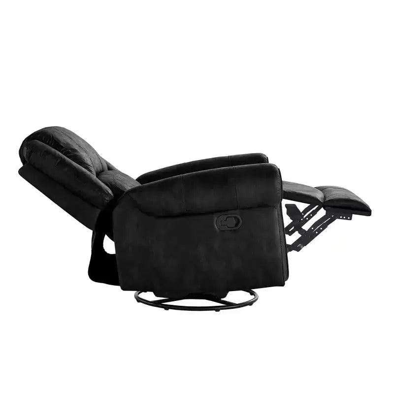 Fauteuil inclinable pivotant et coulissant en microfibre à têtes de clou Wayne - iNSPIRE Q