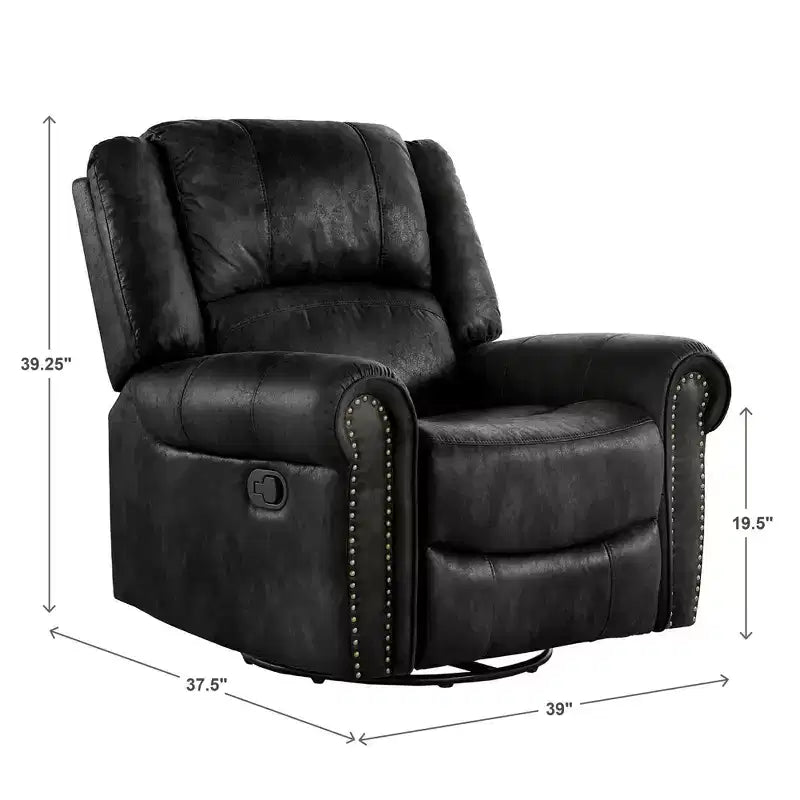 Fauteuil inclinable pivotant et coulissant en microfibre à têtes de clou Wayne - iNSPIRE Q