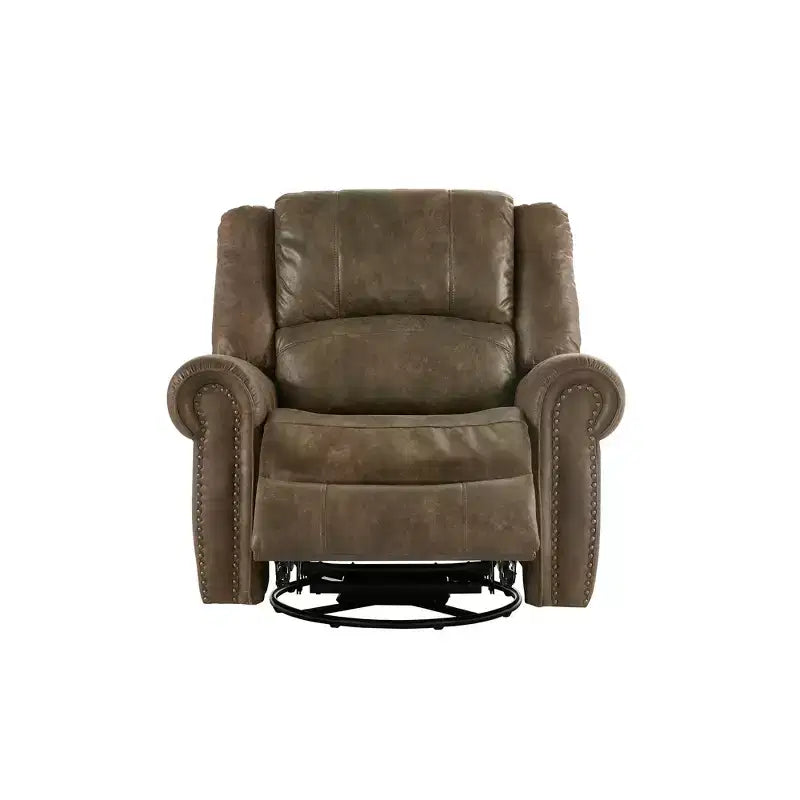 Fauteuil inclinable pivotant et coulissant en microfibre à têtes de clou Wayne - iNSPIRE Q