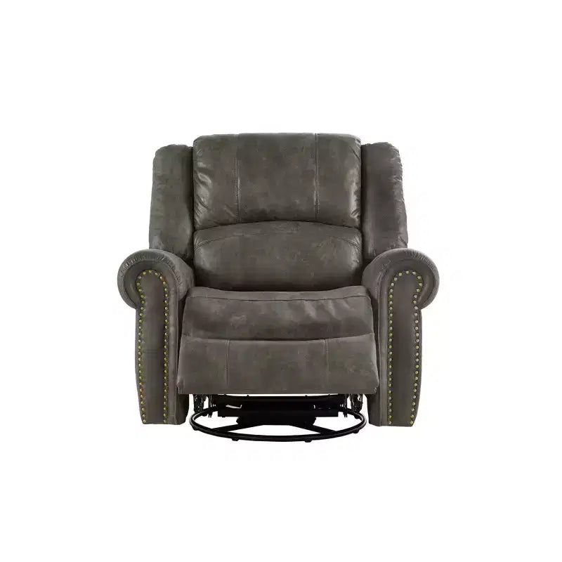 Fauteuil inclinable pivotant et coulissant en microfibre à têtes de clou Wayne - iNSPIRE Q