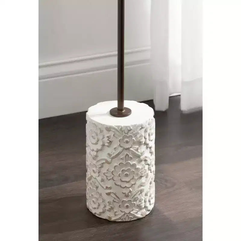 Table d'appoint Kate and Laurel Joya en bois sculpté et métal, 10x10x22, blanc