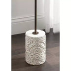 Table d'appoint Kate and Laurel Joya en bois sculpté et métal, 10x10x22, blanc
