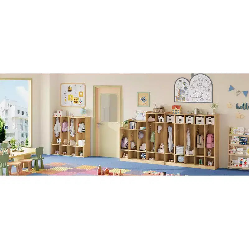 Organisateur de Manteaux pour Enfants avec 4 Compartiments et 8 Crochets, Casier de Rangement Blanc avec Niches pour Salle de Classe, Crèche, Salle de Jeux