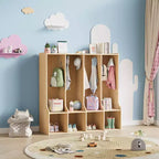 Organisateur de Manteaux pour Enfants avec 4 Compartiments et 8 Crochets, Casier de Rangement Blanc avec Niches pour Salle de Classe, Crèche, Salle de Jeux