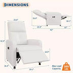 Fauteuil inclinable en cuir PU ergonomique avec inclinaison réglable, siège rembourré, accoudoirs larges, dossier haut et poches latérales, adapté aux adultes.