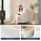 Canapé lounge Une chaise rembourrée moderne adaptée au salon ou à la chambre, dotée d'un cadre en bois de style milieu de siècle, confortable et compact.