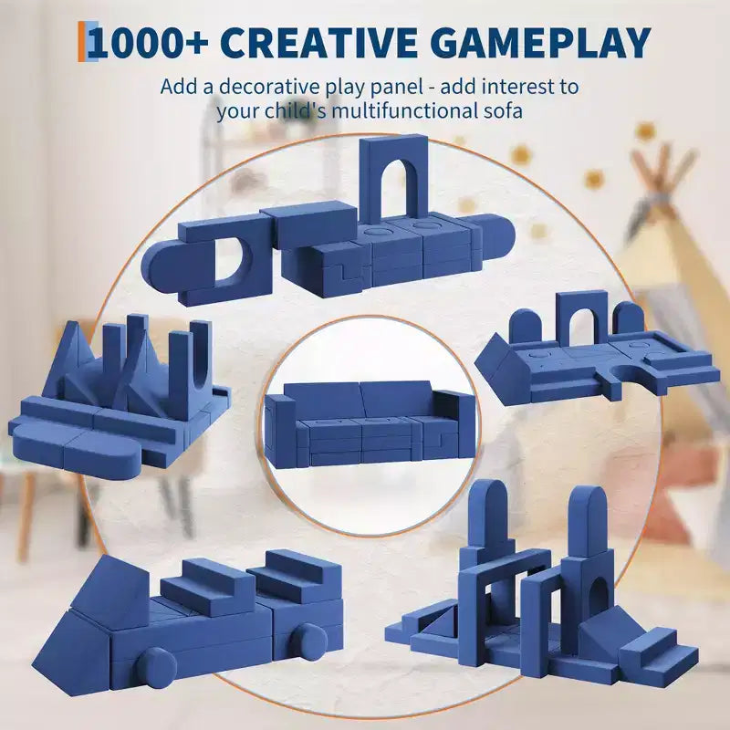 Canapé de jeu modulaire pour enfants, canapé explorateur pour enfants 22 pièces/13 pièces, canapé de jeu convertible en mousse pour chambre à coucher et salle de jeux, canapé gris 2 places pour enfants