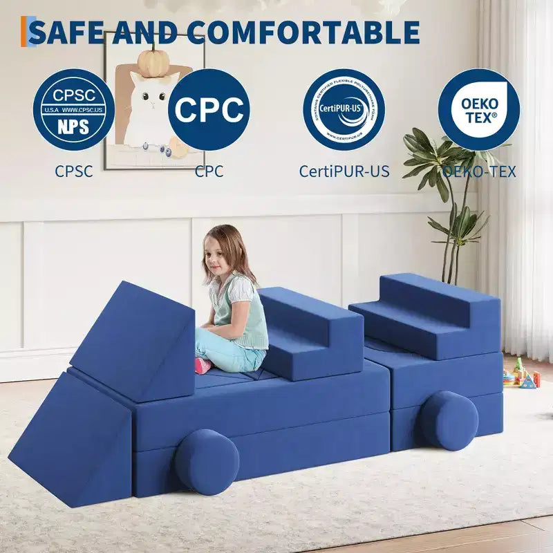 Canapé de jeu modulaire pour enfants, canapé explorateur pour enfants 22 pièces/13 pièces, canapé de jeu convertible en mousse pour chambre à coucher et salle de jeux, canapé gris 2 places pour enfants
