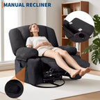 Fauteuil inclinable extra large multifonctionnel, en cuir PU, taille adulte, fauteuil à bascule pivotant à 360°, avec porte-gobelet et poches latérales.