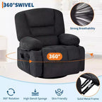 Fauteuil inclinable extra large multifonctionnel, en cuir PU, taille adulte, fauteuil à bascule pivotant à 360°, avec porte-gobelet et poches latérales.