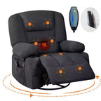 Fauteuil inclinable extra large multifonctionnel, en cuir PU, taille adulte, fauteuil à bascule pivotant à 360°, avec porte-gobelet et poches latérales.