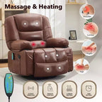 Fauteuil inclinable extra large multifonctionnel, en cuir PU, taille adulte, fauteuil à bascule pivotant à 360°, avec porte-gobelet et poches latérales.