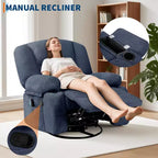 Fauteuil inclinable extra large multifonctionnel, en cuir PU, taille adulte, fauteuil à bascule pivotant à 360°, avec porte-gobelet et poches latérales.