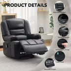 Fauteuil inclinable extra large multifonctionnel, en cuir PU, taille adulte, fauteuil à bascule pivotant à 360°, avec porte-gobelet et poches latérales.