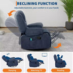 Fauteuil inclinable extra large multifonctionnel, en cuir PU, taille adulte, fauteuil à bascule pivotant à 360°, avec porte-gobelet et poches latérales.